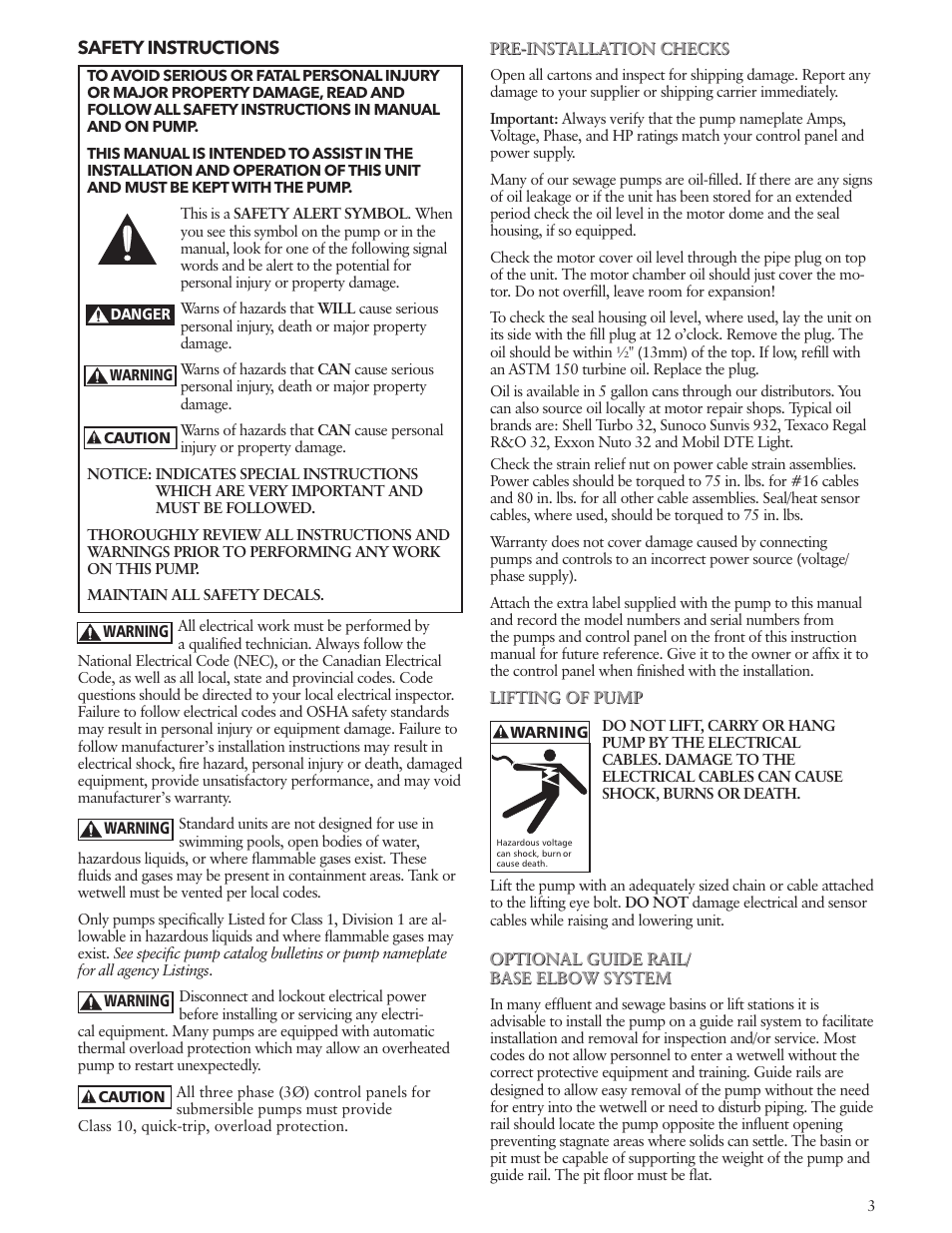 Xylem IM194 R02 GRINDER PUMPS 1 AND 3 11?4 DISCHARGE User Manual | Page 3 / 36