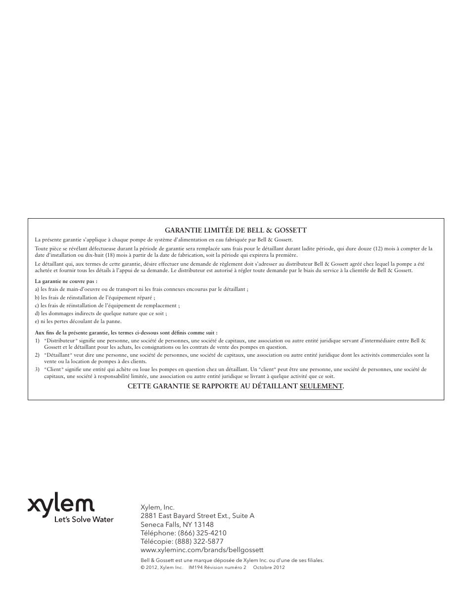 Xylem IM194 R02 GRINDER PUMPS 1 AND 3 11?4 DISCHARGE User Manual | Page 36 / 36