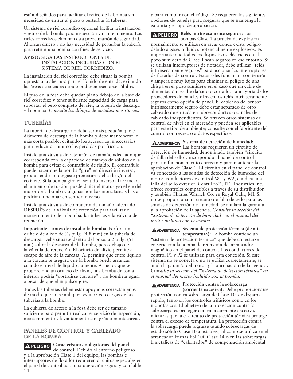 Xylem IM196 R01 Explosion Proof Wastewater Pumps Listed Class 1, Groups C and D Hazardous Locations User Manual | Page 14 / 32