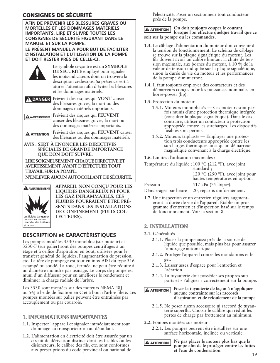 Bell & Gossett IM207R00 Series 3530-F User Manual | Page 19 / 24