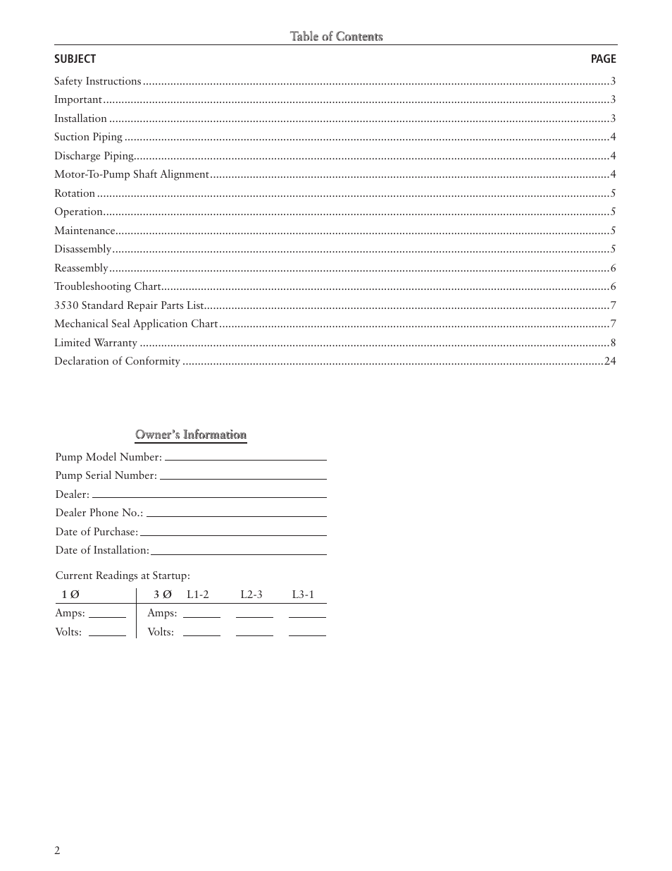 Bell & Gossett IM207R00 Series 3530-F User Manual | Page 2 / 24