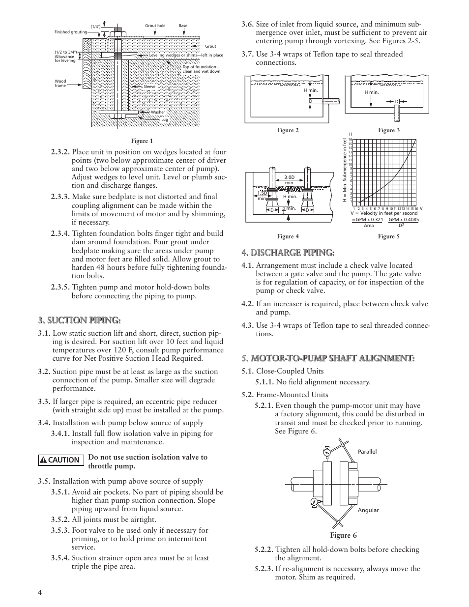 Suction piping, Discharge piping, Motor-to-pump shaft alignment | Bell & Gossett IM207R00 Series 3530-F User Manual | Page 4 / 24