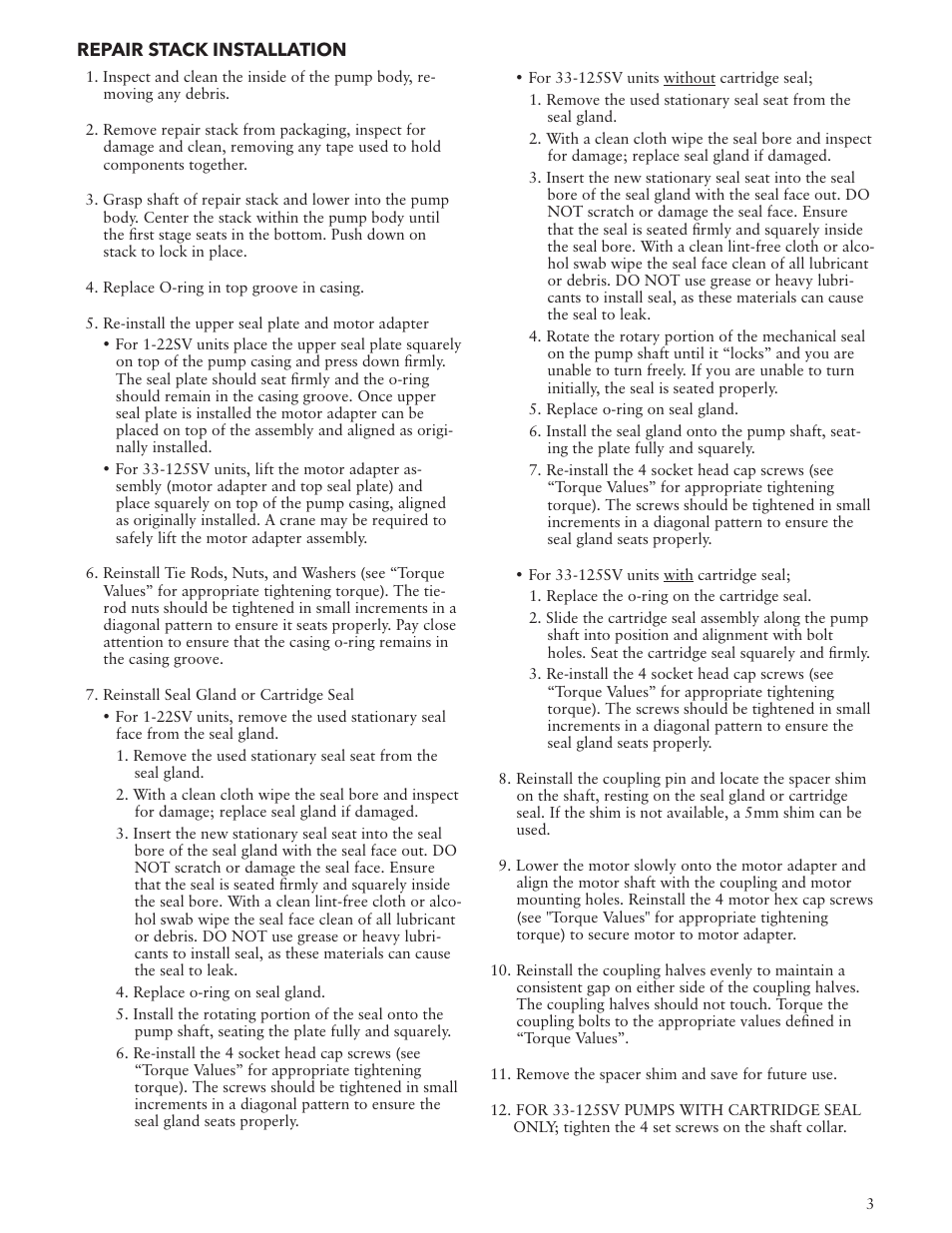 Xylem Goulds Water Technology Model e-SV, Vertical Multi-Stage Pumps Repair Stack User Manual | Page 3 / 4
