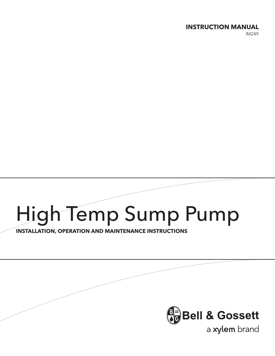 Bell & Gossett IM249 High Temp Sump Pump User Manual | 12 pages