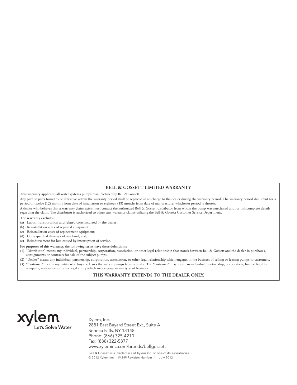 Bell & Gossett IM249 High Temp Sump Pump User Manual | Page 12 / 12