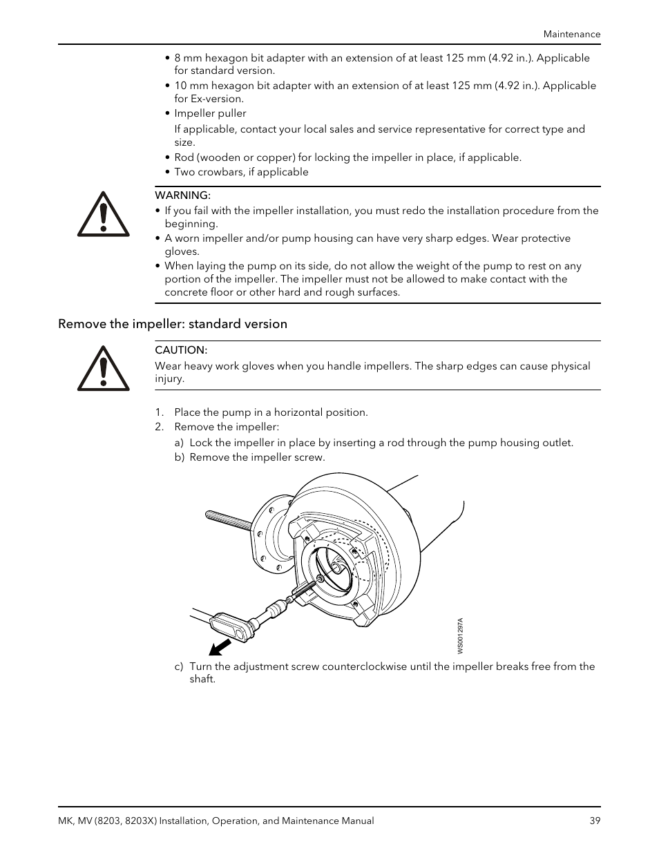Remove the impeller: standard version | Bell & Gossett MK MV (8203, 8203X) User Manual | Page 41 / 54