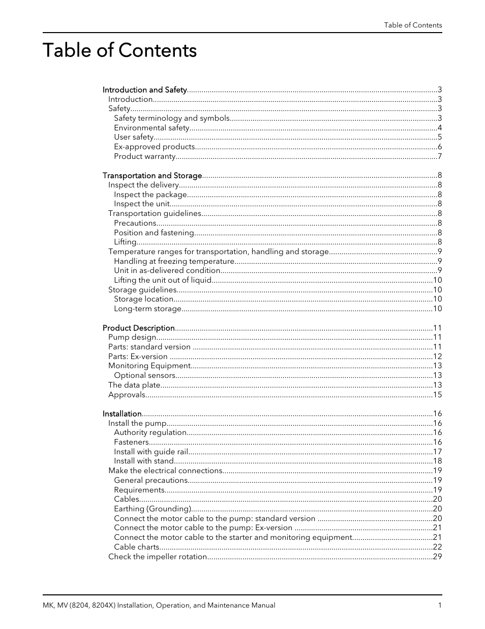 Bell & Gossett MK MV (8204, 8204X) User Manual | Page 3 / 54