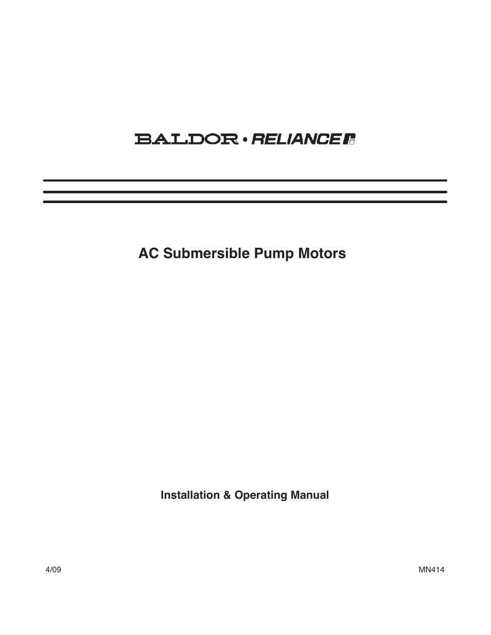 Xylem MN 414 AC Submersible Pump Motors User Manual | 16 pages