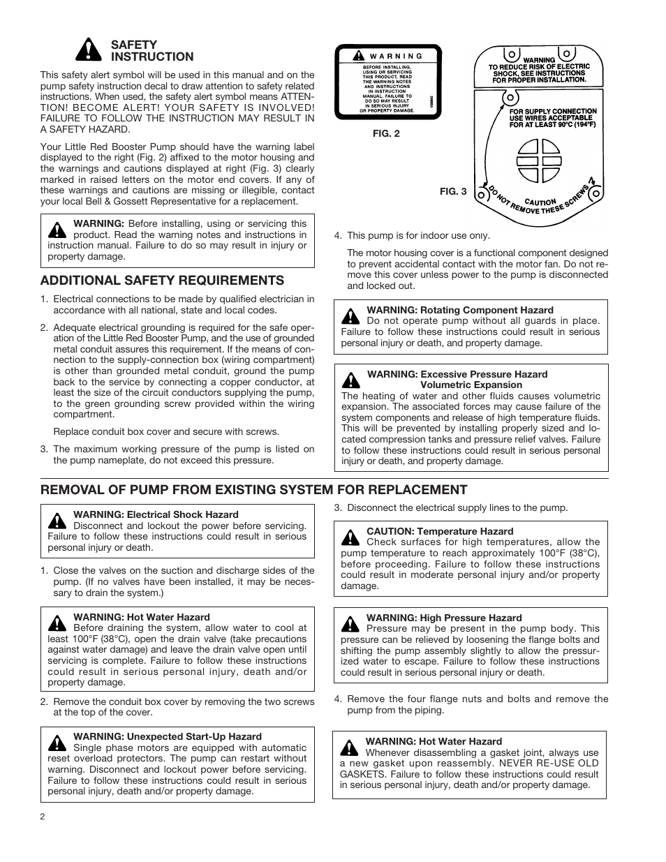 Additional safety requirements | Bell & Gossett P15776H Little Red Booster Pumps User Manual | Page 2 / 4