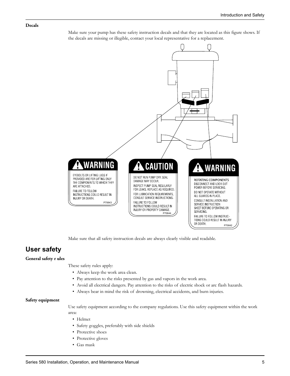 User safety | Bell & Gossett P2000452 Series 580 User Manual | Page 7 / 24