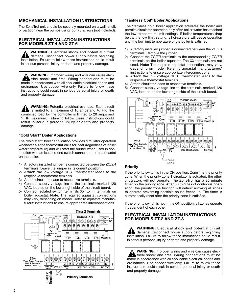 Bell & Gossett P80925B Zone Trol Zone Pump Controller ZT-6 User Manual | Page 2 / 6