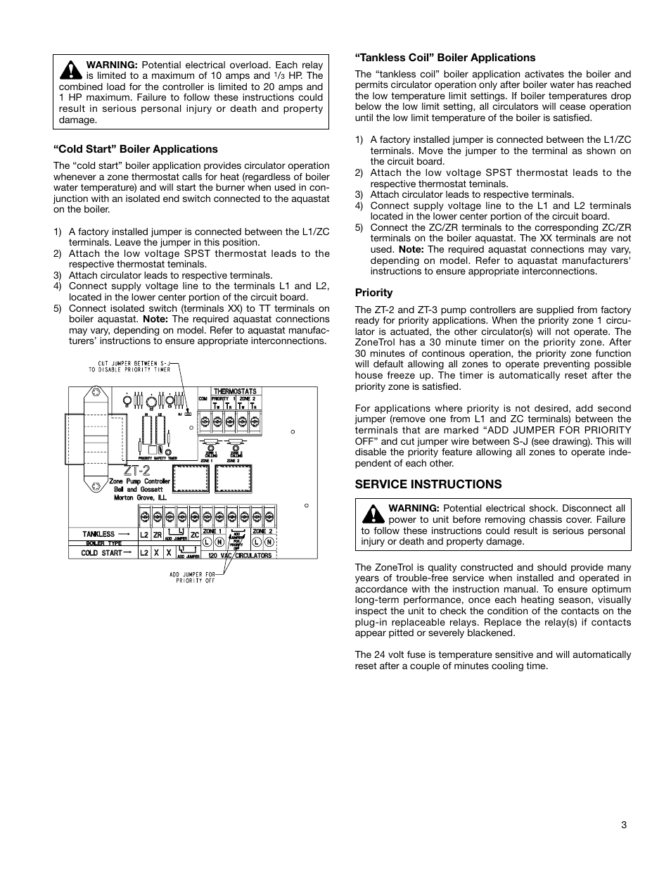 Bell & Gossett P80925B Zone Trol Zone Pump Controller ZT-6 User Manual | Page 3 / 6