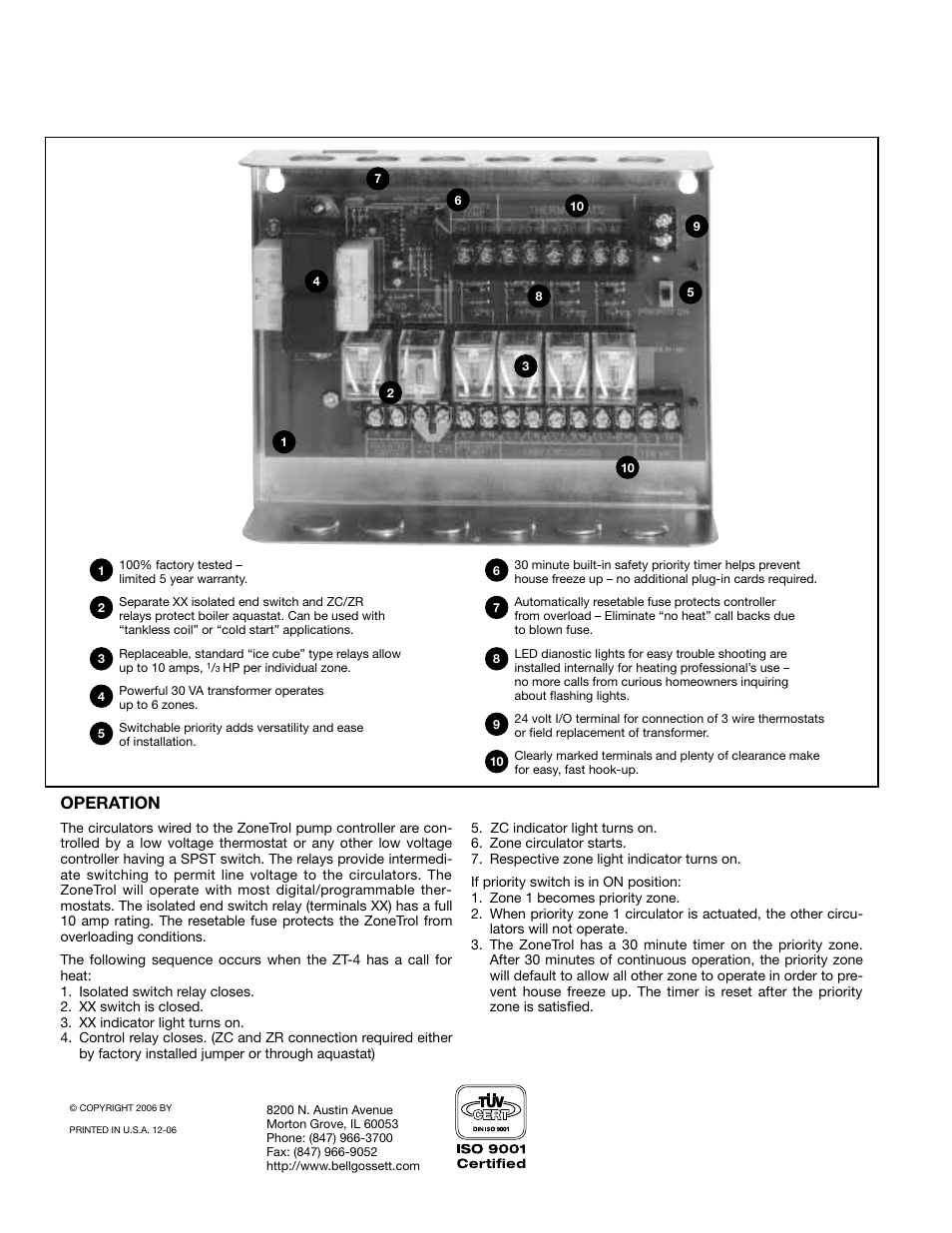 Operation | Bell & Gossett P80925B Zone Trol Zone Pump Controller ZT-6 User Manual | Page 6 / 6