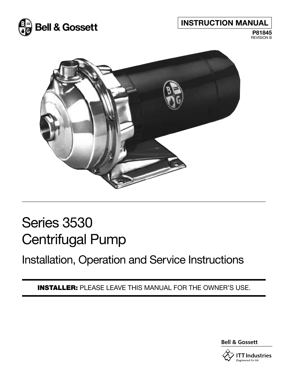 Bell & Gossett P81845B Series 3530 Centrifugal Pumps User Manual | 6 pages