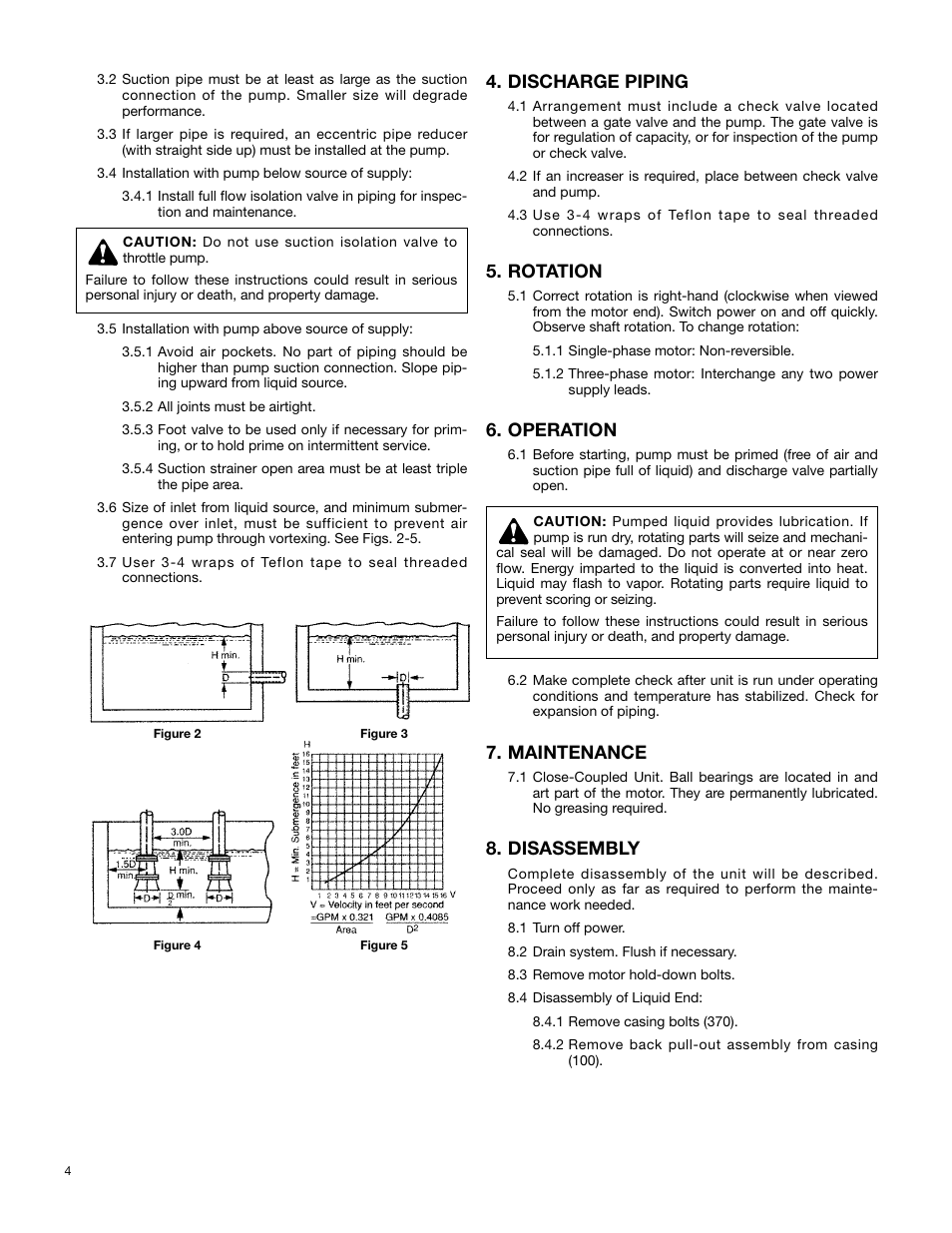 Discharge piping, Rotation, Operation | Maintenance, Disassembly | Bell & Gossett P81845B Series 3530 Centrifugal Pumps User Manual | Page 4 / 6