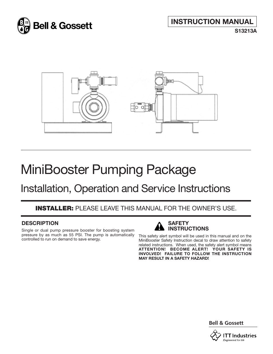 Bell & Gossett S13213A MiniBooster Pumping Package User Manual | 10 pages