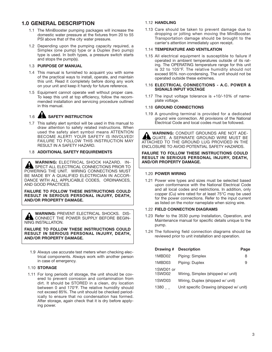 0 general description | Bell & Gossett S13213A MiniBooster Pumping Package User Manual | Page 3 / 10