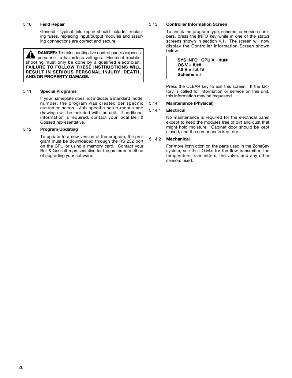 Bell & Gossett S14333 Technologic 5500 Series ZoneSav Controller User Manual | Page 26 / 38