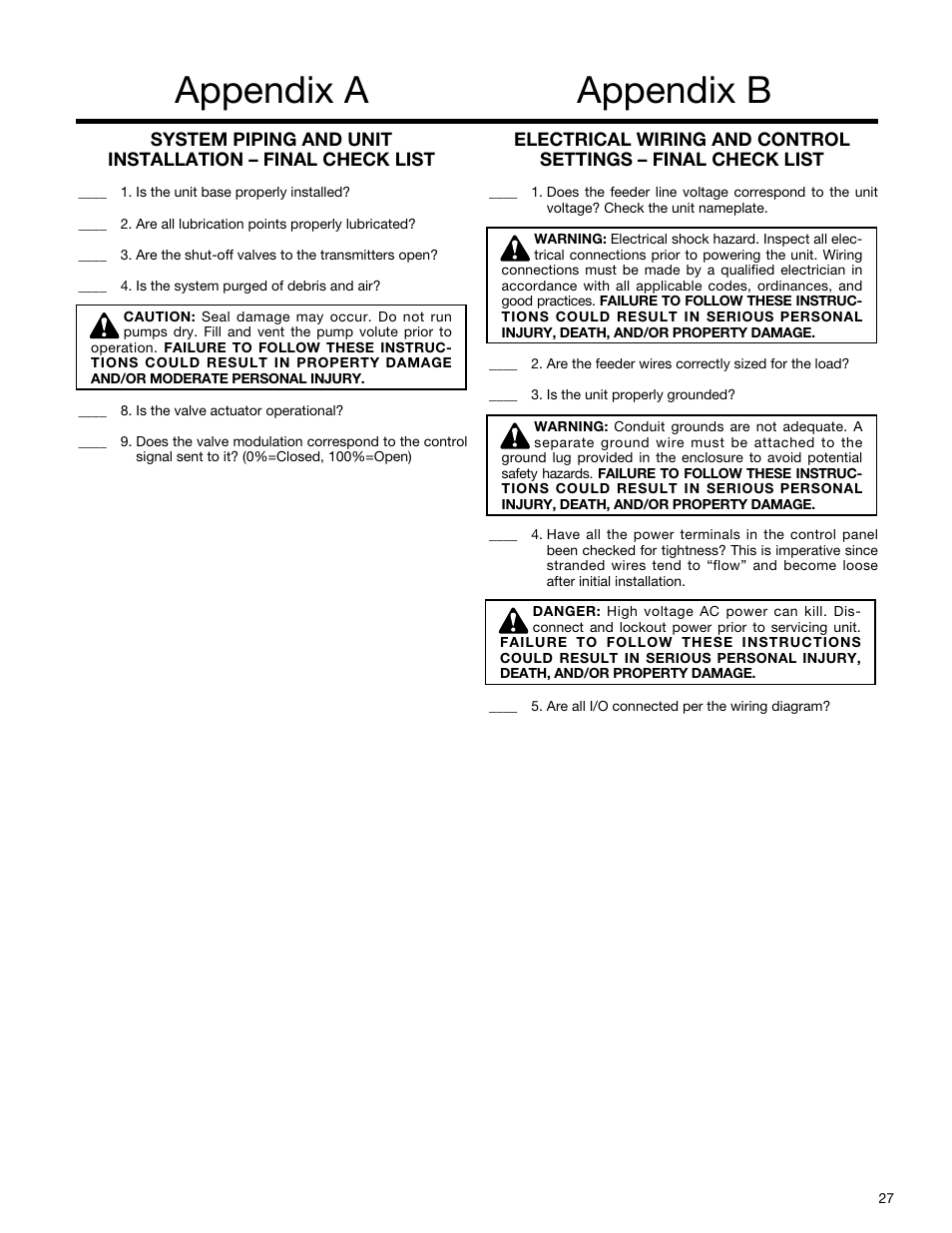 Appendix a appendix b | Bell & Gossett S14333 Technologic 5500 Series ZoneSav Controller User Manual | Page 27 / 38