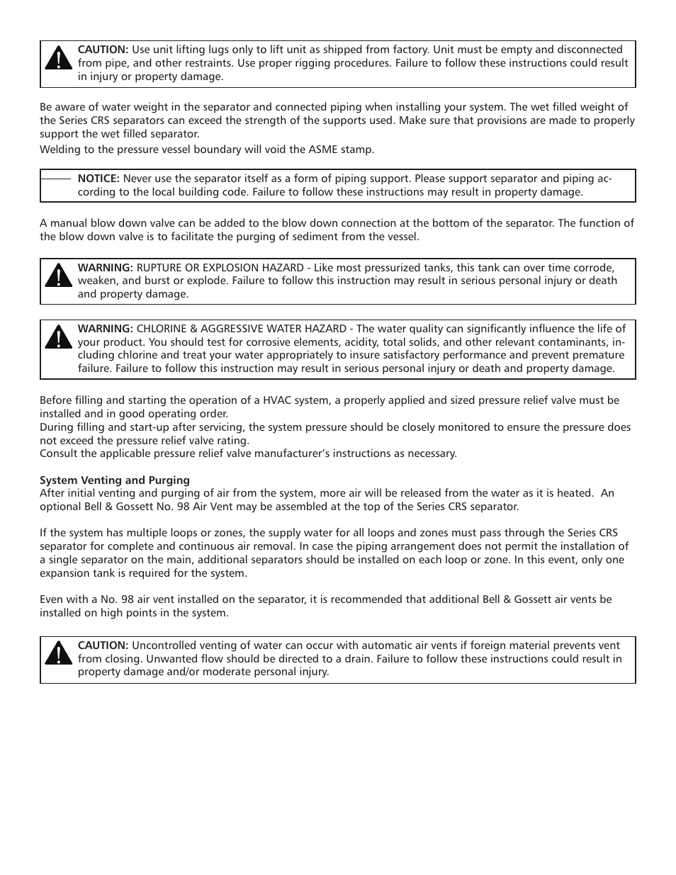 Bell & Gossett V1000266 Series CRS Coalescing Removal Separator User Manual | Page 4 / 8