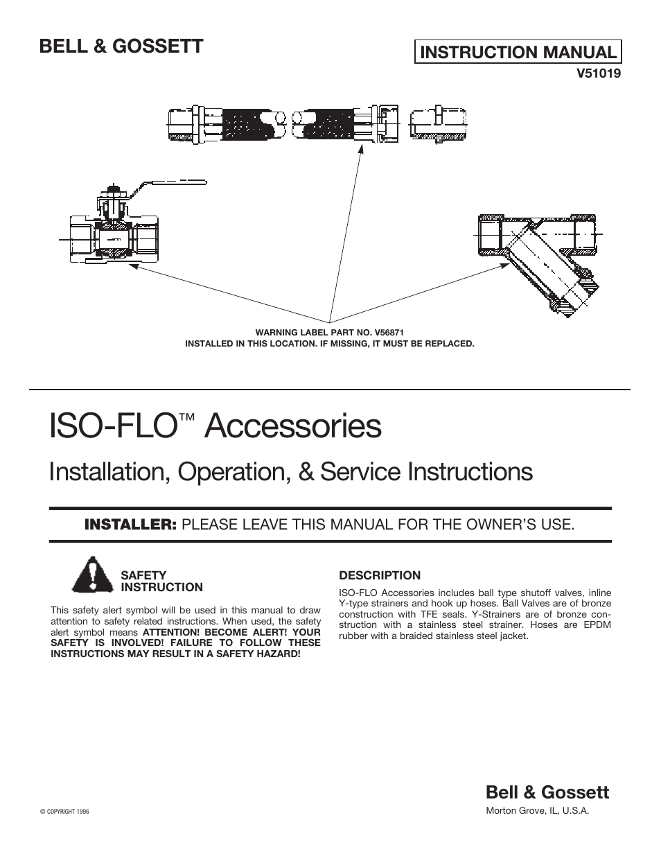 Bell & Gossett V51019 ISO-FLO Accessories User Manual | 4 pages