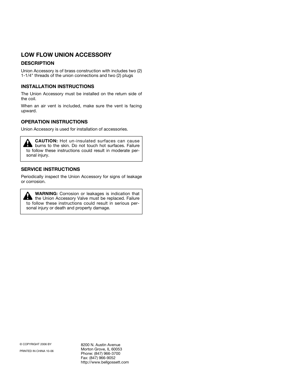Low flow union accessory | Bell & Gossett V58583 Circuit Sentry Terminal Kits – AC2YL User Manual | Page 4 / 4