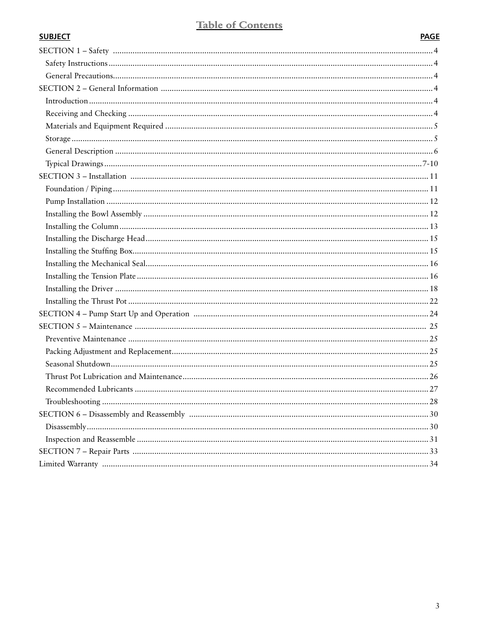 Xylem VTP2006 Series VTP – Vertical Turbine Pumps User Manual | Page 3 / 70