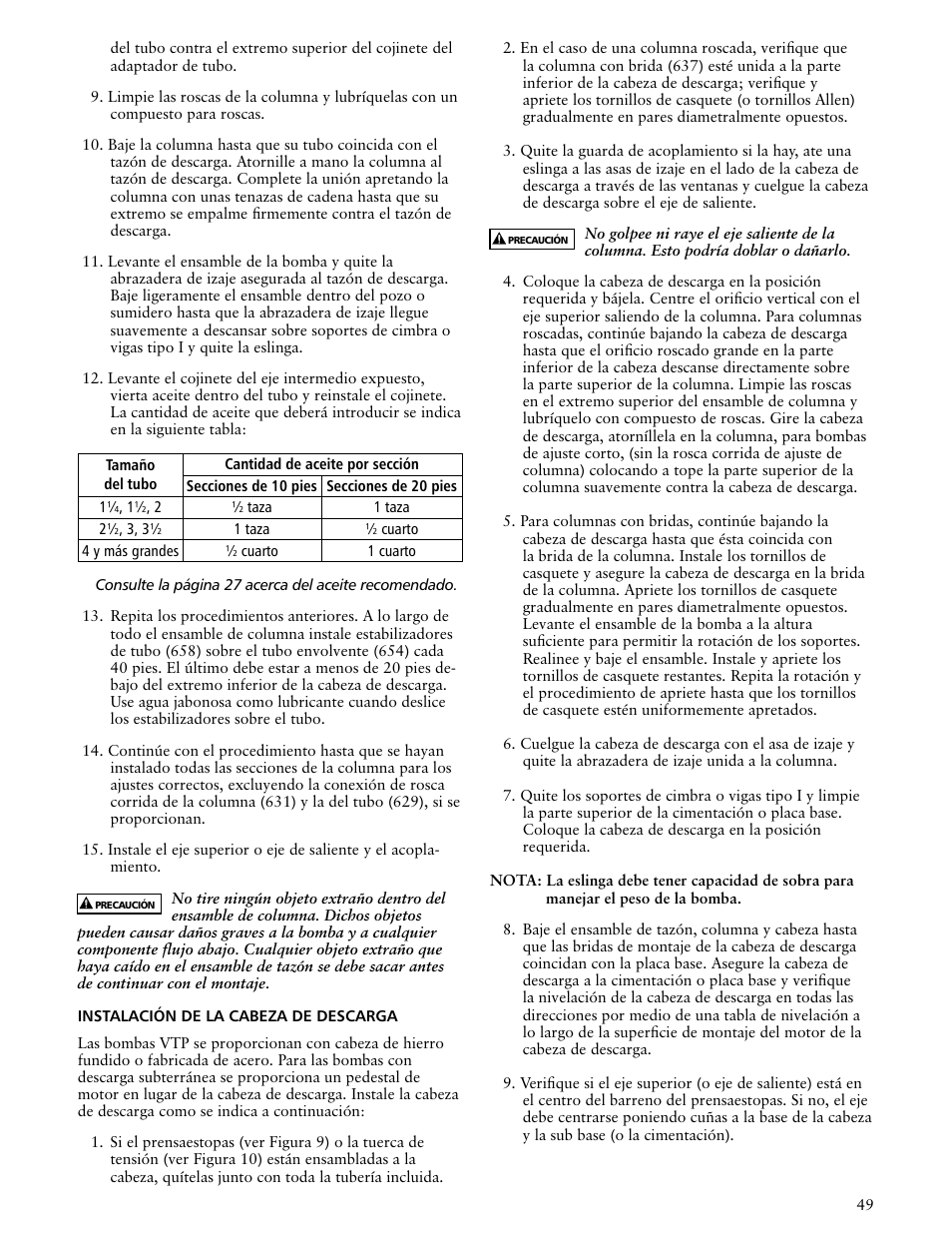 Xylem VTP2006 Series VTP – Vertical Turbine Pumps User Manual | Page 49 / 70