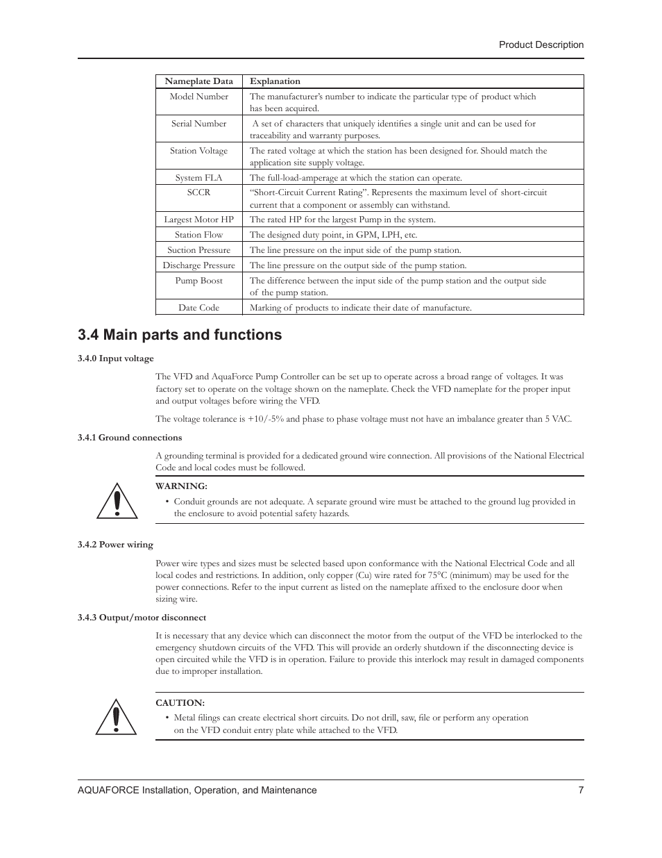 4 main parts and functions | Xylem 10 001 262R5 AquaForce Pump Controller User Manual | Page 13 / 64