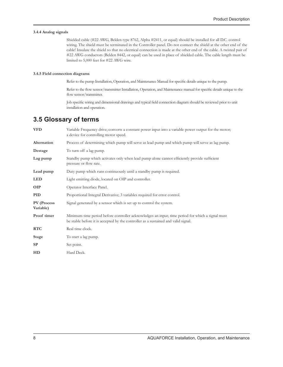 5 glossary of terms | Xylem 10 001 262R5 AquaForce Pump Controller User Manual | Page 14 / 64