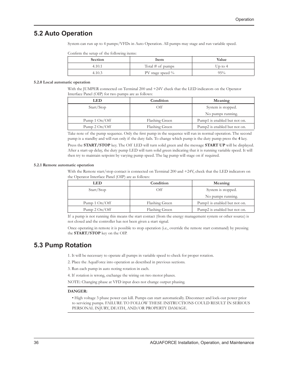 2 auto operation, 3 pump rotation | Xylem 10 001 262R5 AquaForce Pump Controller User Manual | Page 42 / 64