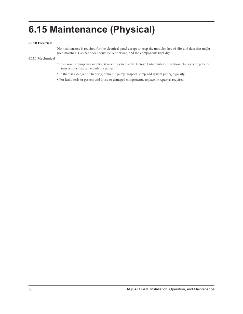 15 maintenance (physical) | Xylem 10 001 262R5 AquaForce Pump Controller User Manual | Page 56 / 64