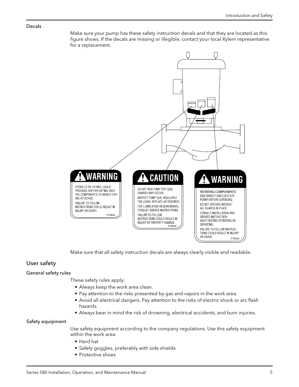 User safety | Xylem 580-IM Marlow Series 580 User Manual | Page 7 / 24