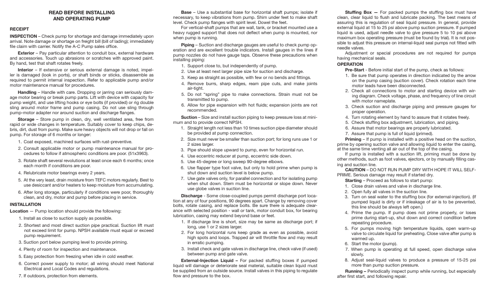 Xylem AC0922 GWT A-C Pump Series Close-Coupled and In-Line Centrifugal Pumps User Manual | Page 2 / 2