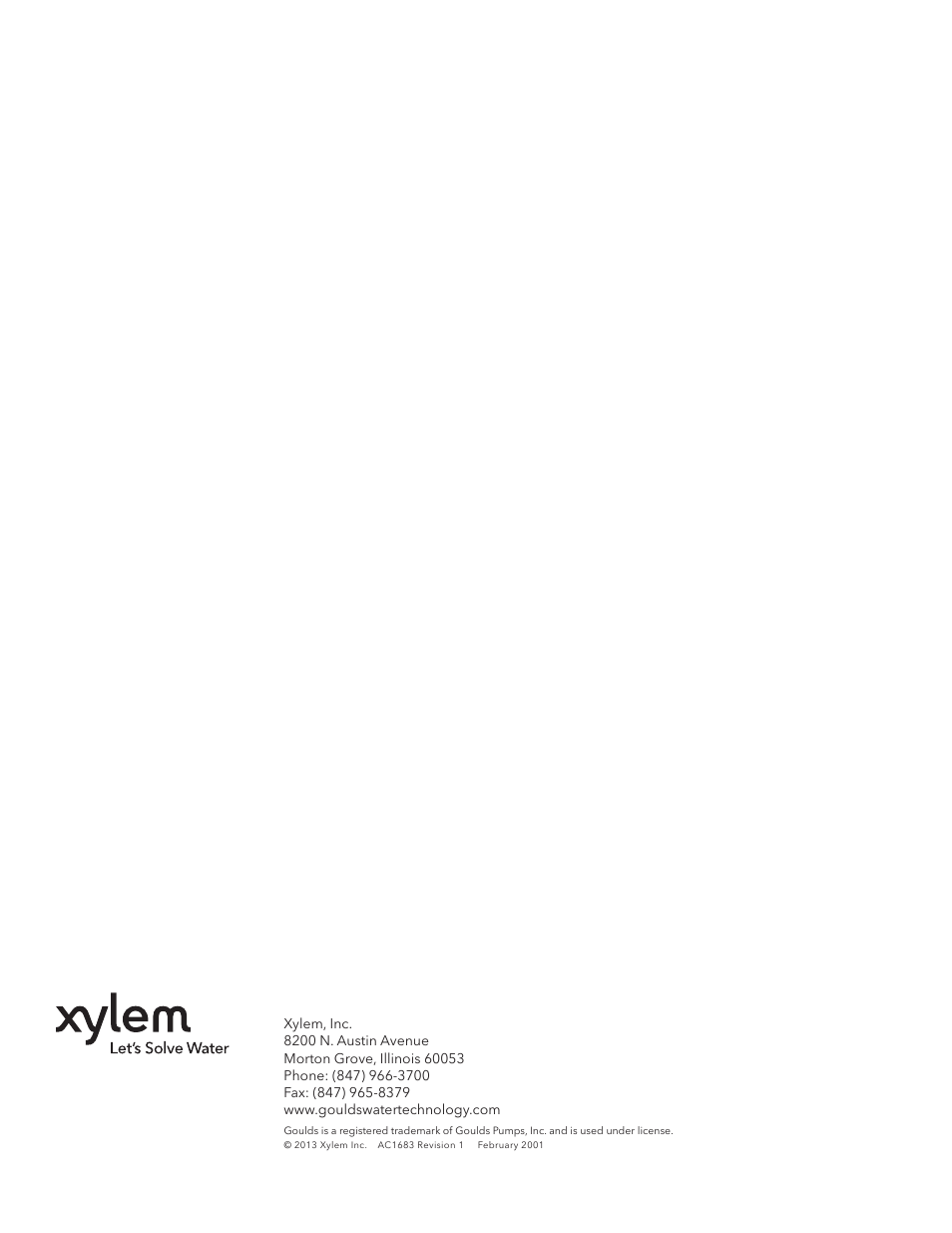 Xylem AC1683 R1 Marlow Series Cast Iron Swimming Pool Pumps User Manual | Page 8 / 8