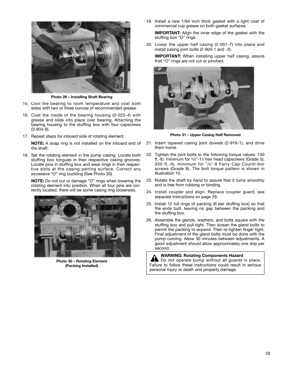 Xylem AC5659A G&L Pumps Series A-C 8100 Base Mounted Centrifugal Pumps User Manual | Page 29 / 32