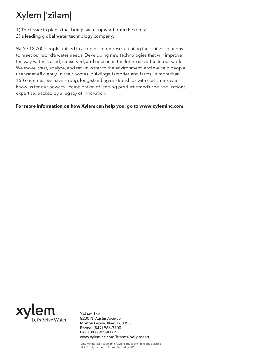 Xylem | Xylem AC5659A G&L Pumps Series A-C 8100 Base Mounted Centrifugal Pumps User Manual | Page 32 / 32
