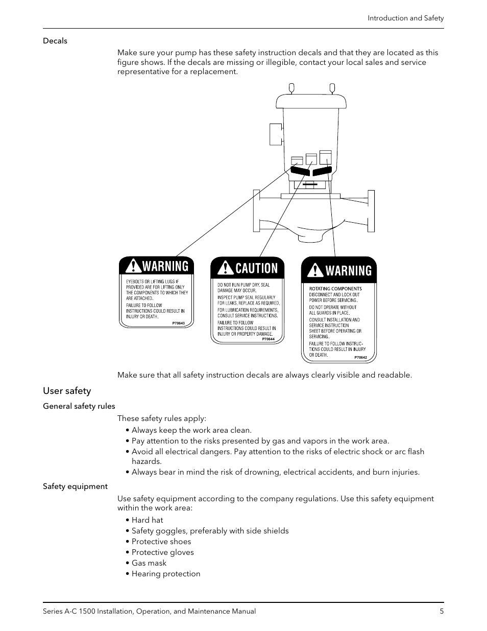 User safety | Xylem AC5660 Series A-C 1500 Vertical In-Line Pump User Manual | Page 7 / 32