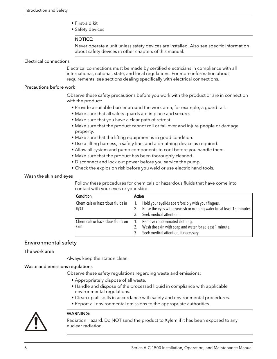 Environmental safety | Xylem AC5660 Series A-C 1500 Vertical In-Line Pump User Manual | Page 8 / 32