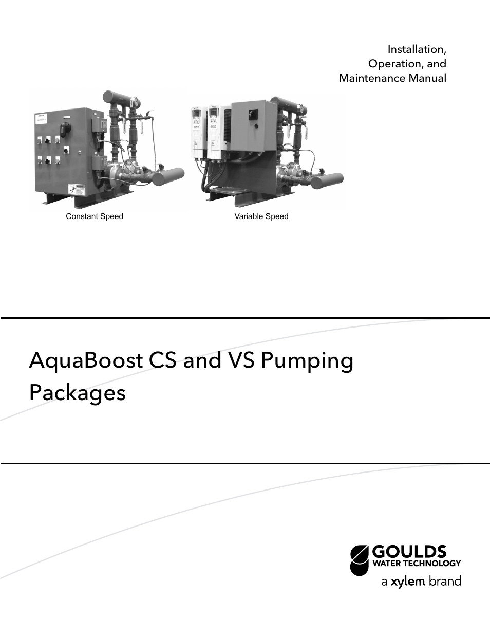 Xylem AquaBoost CS and VS Pumping Packages User Manual | 48 pages