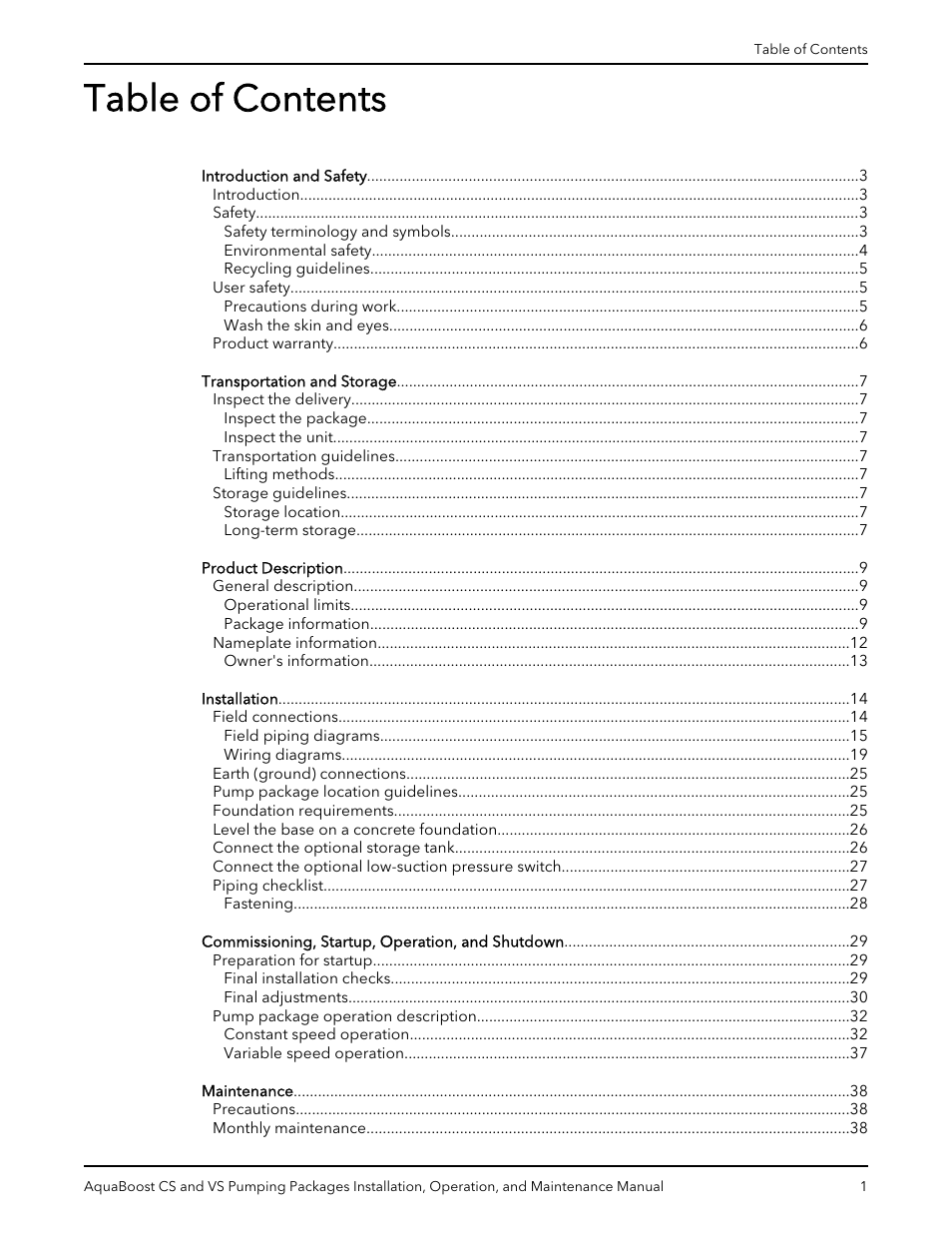 Xylem AquaBoost CS and VS Pumping Packages User Manual | Page 3 / 48