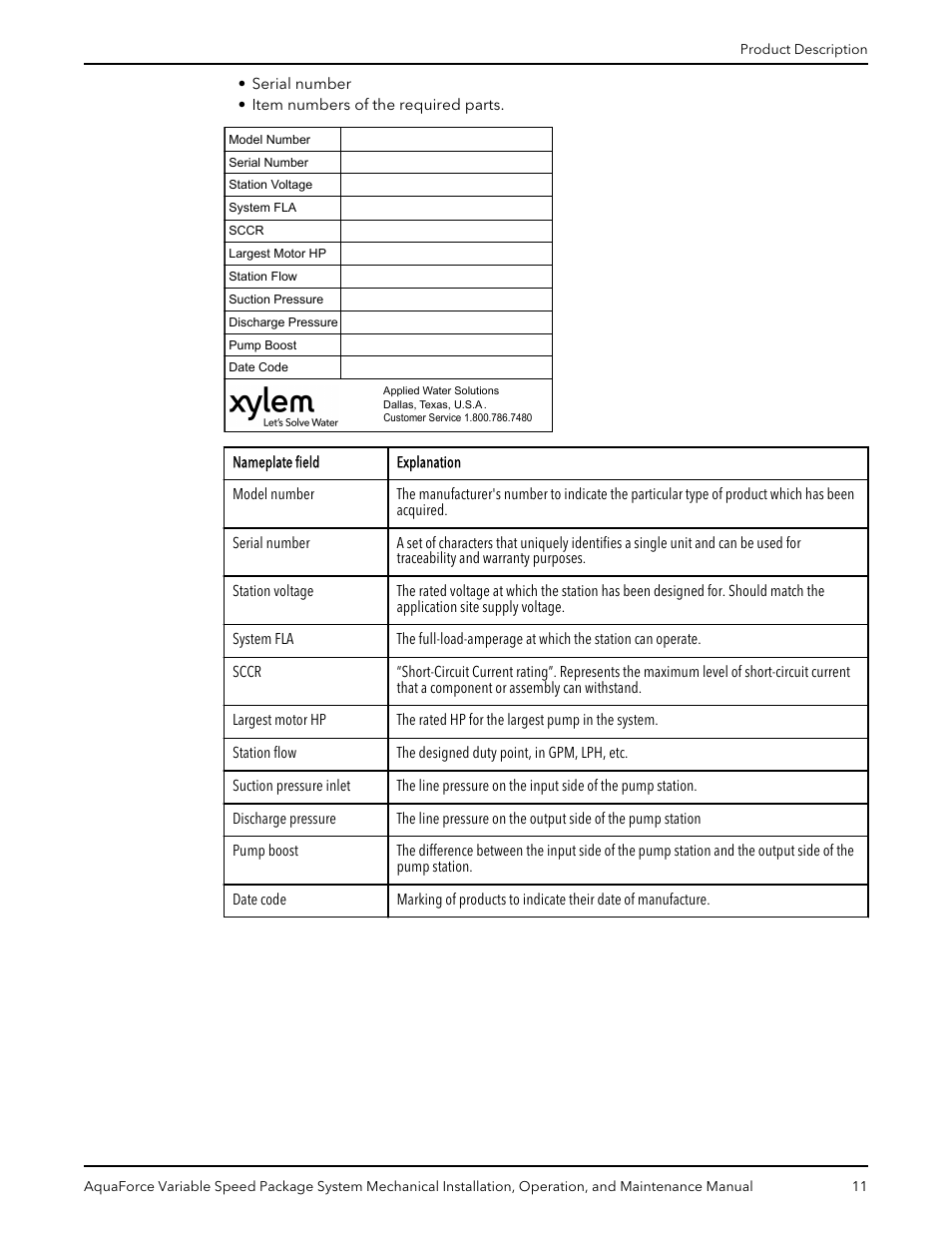 Xylem AquaForce Variable Speed Package System User Manual | Page 13 / 34