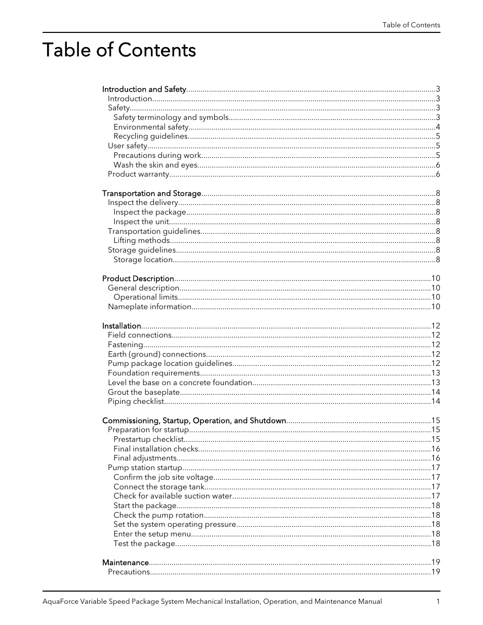 Xylem AquaForce Variable Speed Package System User Manual | Page 3 / 34