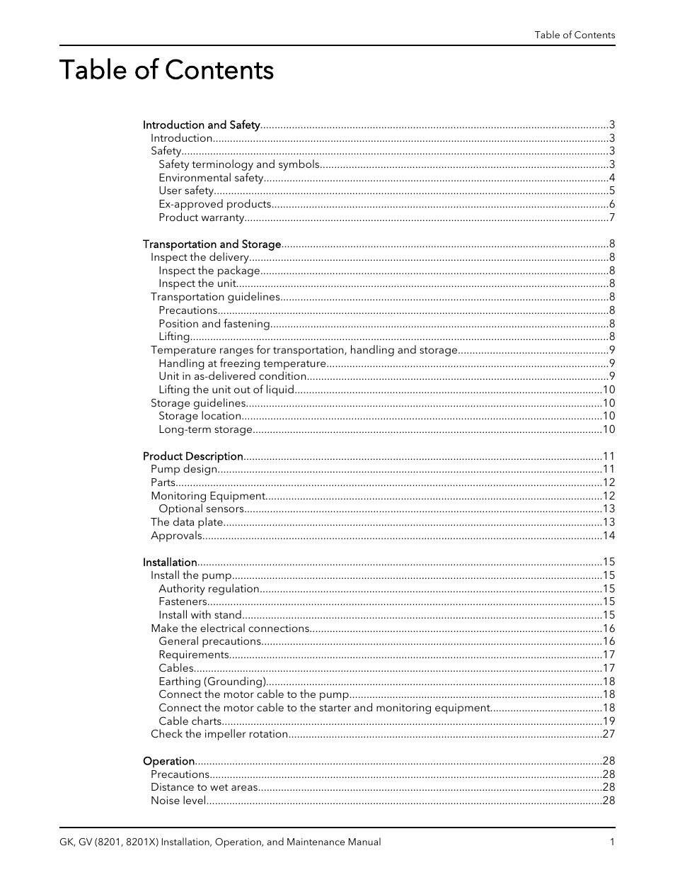 Xylem GK GV (8201, 8201X) User Manual | Page 3 / 44