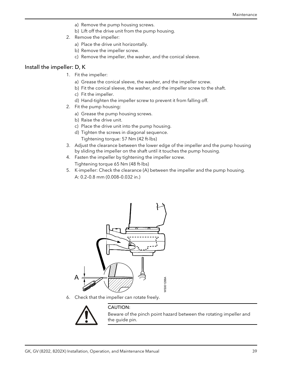 Install the impeller: d, k | Xylem GK GV (8202, 8202X) User Manual | Page 41 / 48