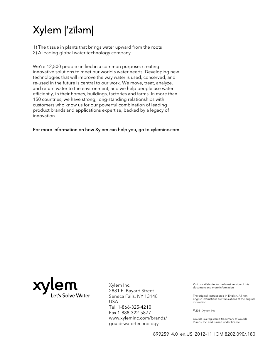 Xylem |’zīl ə m | Xylem GK GV (8202, 8202X) User Manual | Page 48 / 48