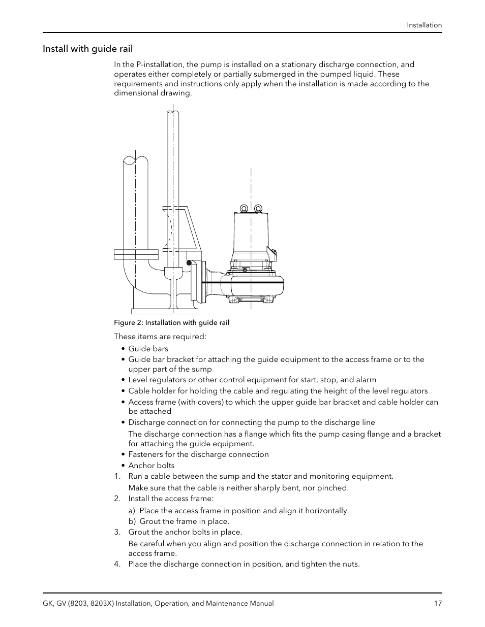 Install with guide rail | Xylem GK GV (8203, 8203X) User Manual | Page 19 / 56