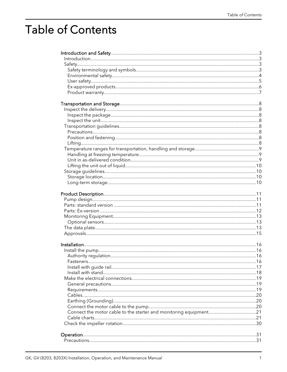 Xylem GK GV (8203, 8203X) User Manual | Page 3 / 56
