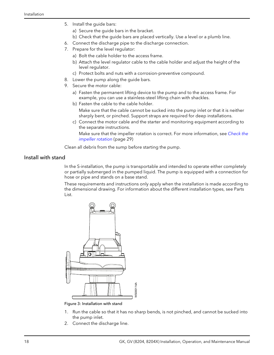Install with stand | Xylem GK GV (8204, 8204X) User Manual | Page 20 / 52