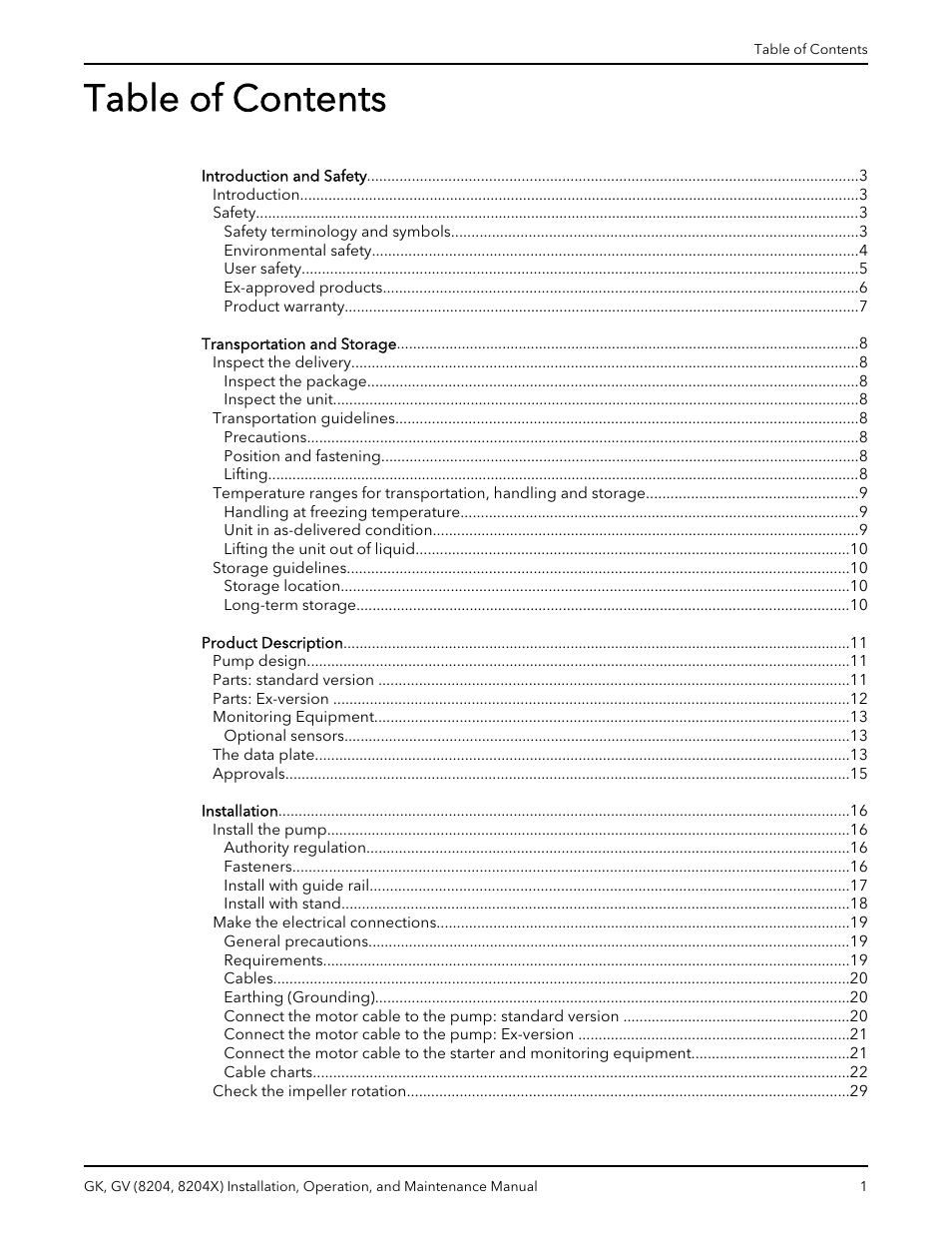 Xylem GK GV (8204, 8204X) User Manual | Page 3 / 52